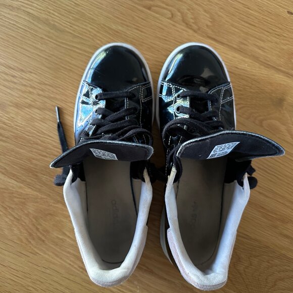 adidas Stan Smith 'Black Pink Glam' FW2299 Womens 8.5 US Patent Leather Sneakers - Picture 7 of 8